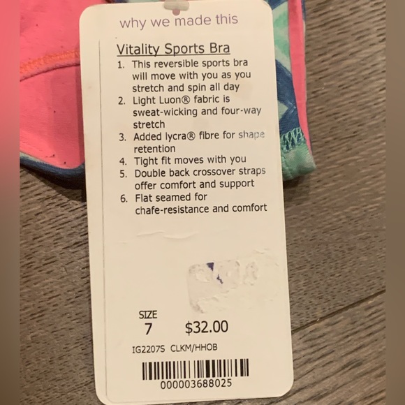 Lululemon Ivivva girls “Vitality Sports Bra” size 7 multicolour - Picture 4 of 5